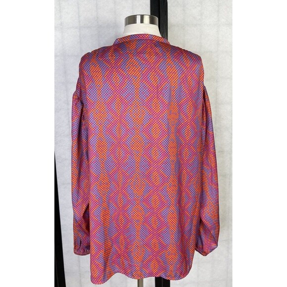 Vibrant Purple and Orange Women's Blouse - Picture 3 of 6
